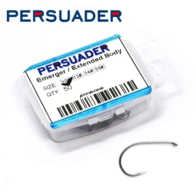Reader New 50 Ganci Corpo In Scatola Esteso Mayfly Fly Ganci Per Legare Con Gape Super Largo E Ganci Per La Pesca A Mosca Emerger Super Fine Wire