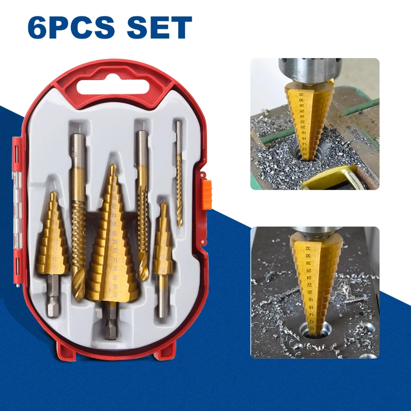 

HSS 4241 Cobalt Multiple Hole 50 Sizes Step Drill Bit Set Tools Aluminum Case Metal Drilling Tool for Metal Wood Step Cone Drill