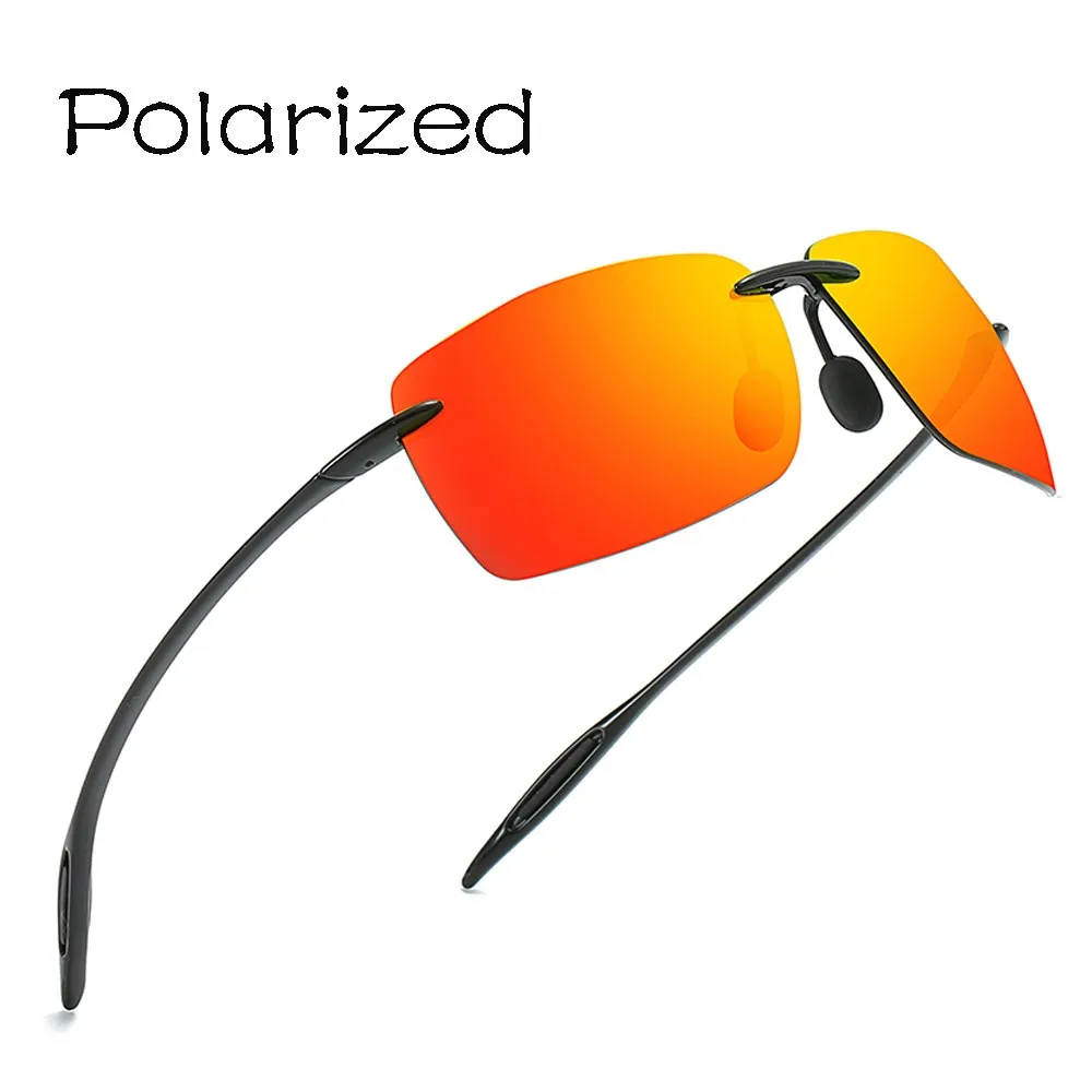 

TR90 Polarized Sunglasses Square Rimless Sun glasses Brand Designer Gafas Men Oval Sun Glasses Sunglass for Men Women