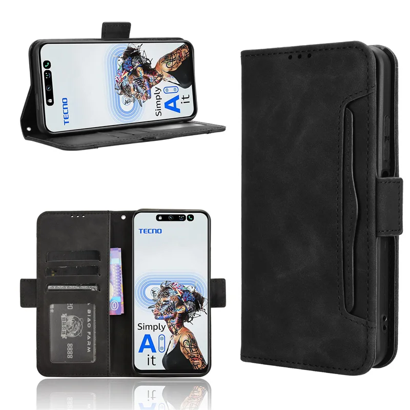 For Tecno Pova 6 Neo 5G Case Premium Leather Wallet Leather Flip Multi-card slot Cover For Tecno Pova 6 Neo 5G KL8 Phone Case