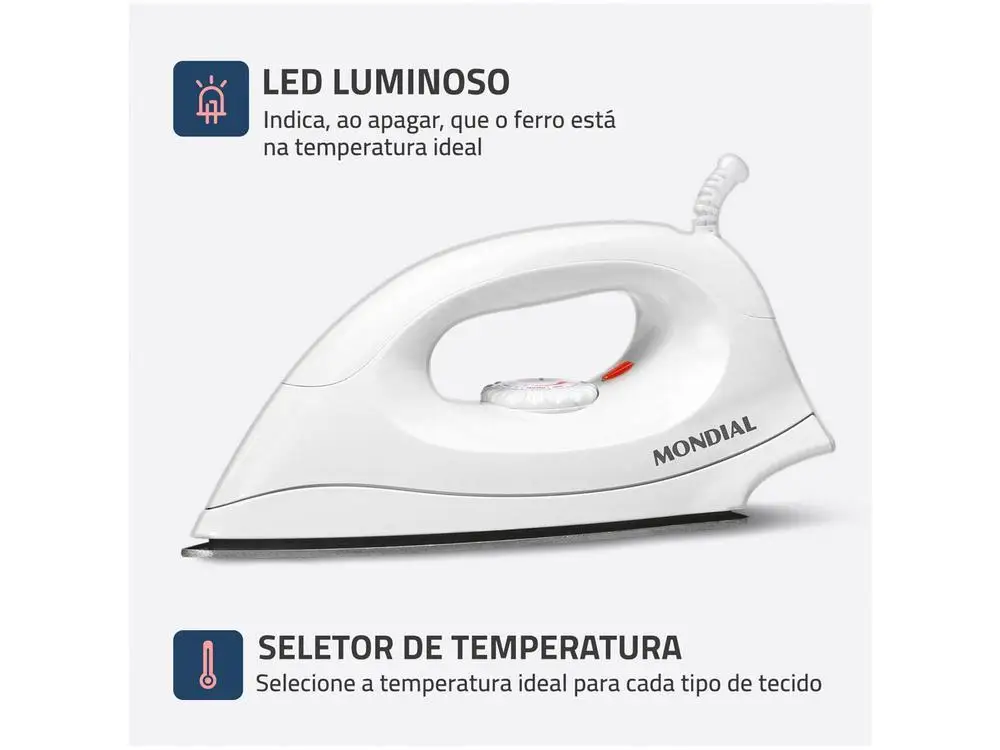 Ferro de Passar Roupa a Seco Mondial FSN-55-W - 110V 3