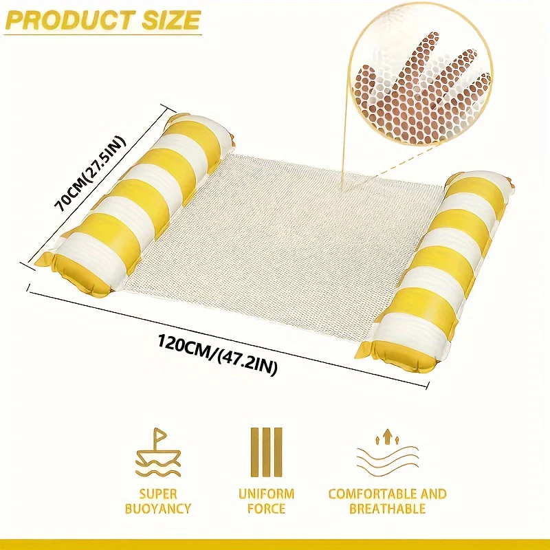 Inflatable Pool Floats Adult Water Hammock Pool Air Mattresses Bed 4in1 Pool Floaties Toys for Adults Swimming Pool Fun and Rest 5