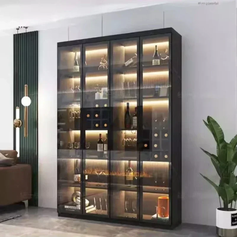 Wine Cabinet Glass Display Modern Light Luxury Home Small Living Room Dining Side Storage Cabinet Meuble Vin Bar Furniture
