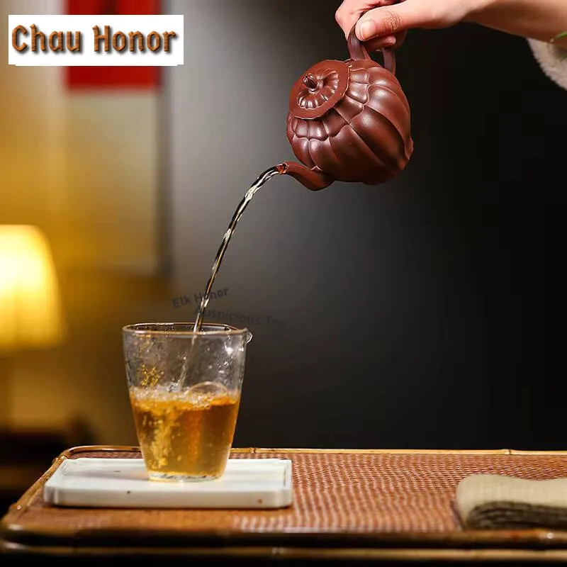 260ml Authentic Yixing Purple Clay Teapots Handmade Water Chestnut Tea Pot Raw Ore Mud Beauty Kettle Chinese Zisha Tea Set Gifts