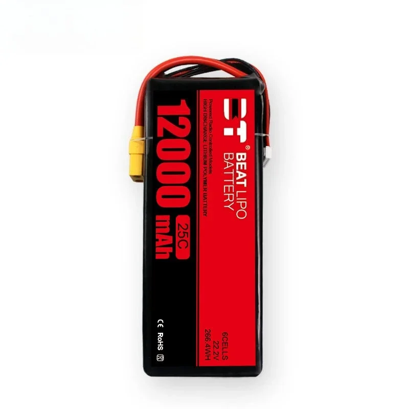Batterie LiPo 12000mAh 6S 22.2V 25C pour Drone RC Quadrirotor Hélicoptère