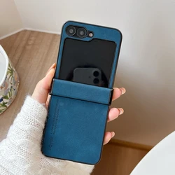 Premium PU Leather Flip Phone Case with Hinge Protection - Slim Matte Shockproof Cover for Microfiber (Blue)