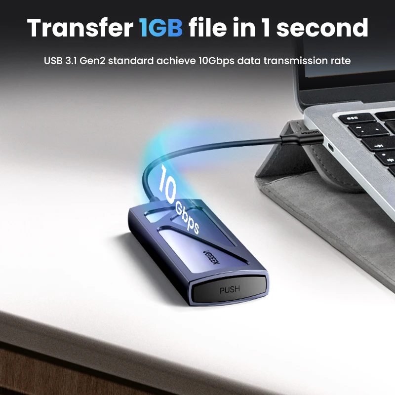 Ugreen M.2 Nvme Ssd Gabinete Adaptador 10gbps Usb c 3.2 Gen2 Ferramenta-livre Externo Gabinete Nvme Leitor Suporta m e b & m Chaves - Imagem 3