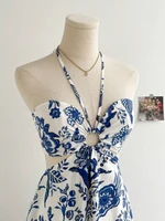 Women's Romantical Floral Print Halter Neck Sexy Fashionable Dress Easy to Create Lazy Stylish Vacation Style Dress - Image 4