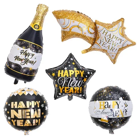 

1Pcs 2021 Happy New Year Foil Balloons Black Wine Bottle Helium Balloon Merry Christmas Party Decor Supplies Air Balls Globos