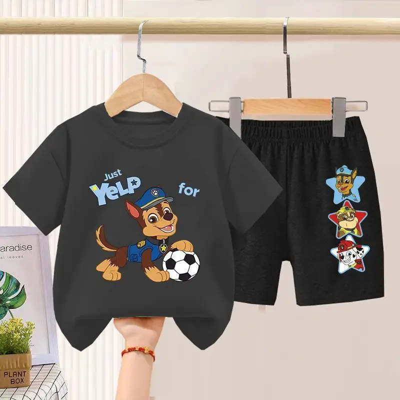PAW Patrol Children's T-shirts Sets Boys Summer Short Sleeve Shorts Two Piece Suit Kids Outfits Breathable Sport Clothes Set 4