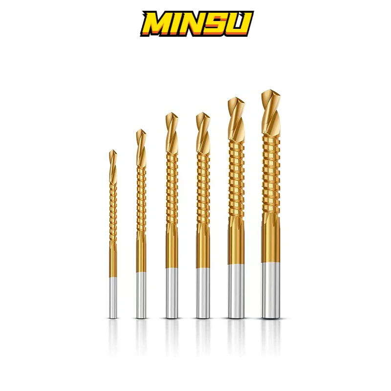 Multifunctional high-speed steel Saw and drill in one Fried Dough Twists bit Punching holes Pulling groove sawtooth hss high speed steel titanium coating drill bit 1 4 hexagonal handle 1 5mm 6 5mm high speed steel fried dough twists drill set