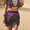 Harajuku Style Fluffy Feather Burning Festival Rave Skirts Elastic Waist Carnival Nightclub Outfit Women Mini Skirts Plus Size 1