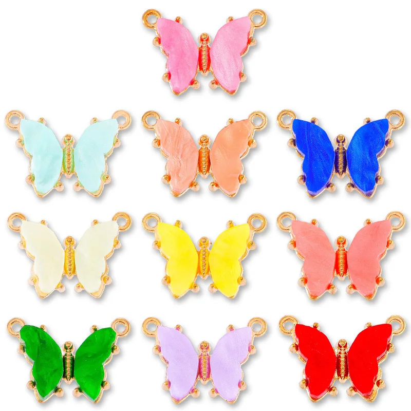 

20Pcs Colourful Acrylic Butterfly Pendant Necklace Charms for Jewellery Making Couple Bracelets Keychain Handmade Accessories