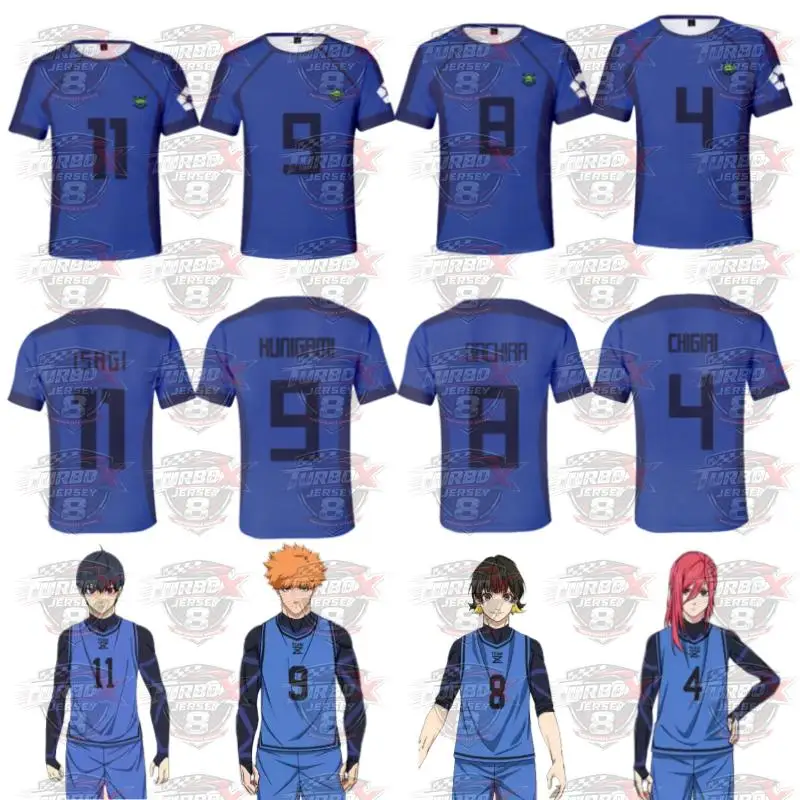 Anime Japan Blue Lock Isagi Yoichi Fußballtrikot Cosplay Hyoma Chigiri Meguru Bachira Täglicher Street-Style T-Shirt Top