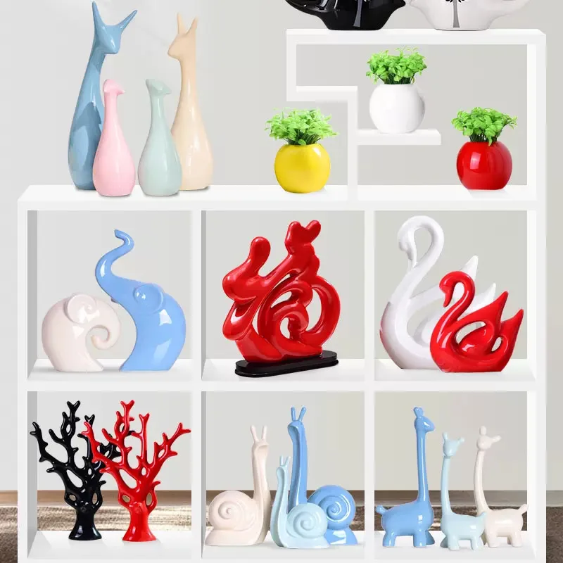 Creative Nordic Style Ceramic Figurines, Sculpture Crafts, Cabinet, Store, Bar, Home Decoration, Living Room