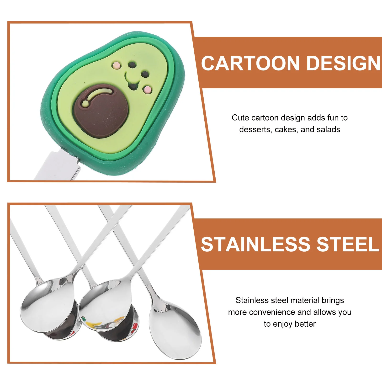 Stainless Steel Fruit Spoons Dessert Spoon Mini Spoons Small Dessert Honey Spoon Pudding Household Scoop 5 Pcs