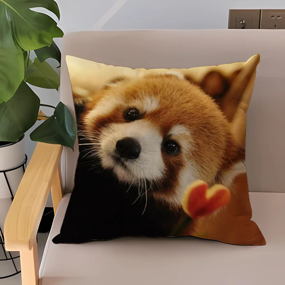 

Pillowcase Red Panda 45*45 Cushion Cover 50x50 Double-sided Printing Cushions Home Decor Throw Pillow Covers Decorative Car Sofa
