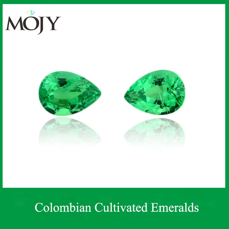 

MOJY Preferential Wholesale Big Size 5~21.6ct Gemstones Colombian Cultivated Recycled Pear-shaped Emerald Loose Stone Crafts