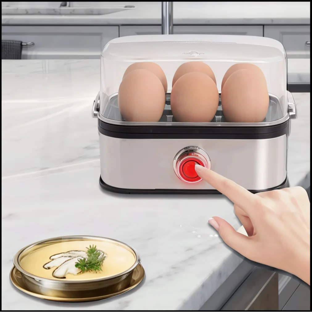 200W Power Eggs Boiler Space Saving Auto Shut-Off Smart Egg Cooker 6 Eggs Capacity Stainless Steel Rapid Egg Cooker2026new 2