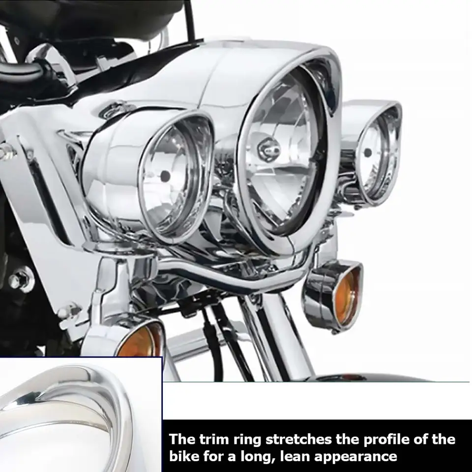 Motorrad Zierring-Set Für Harley Touring – 17,8 Cm Scheinwerfer & 11,4 Cm Nebler, Chrom