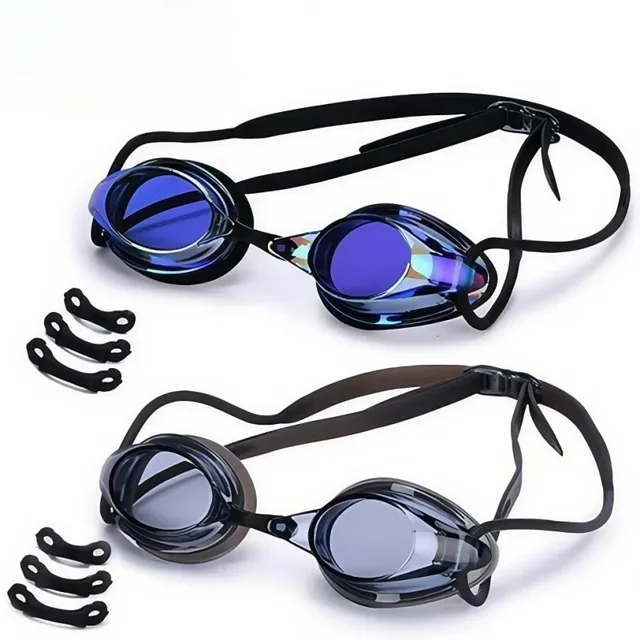 Competitive Swim Goggles with Mirrored Coating Anti-Fog UV Protection, Adjustable Waterproof Swimming Eyewear for Adults & Kids