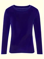 Plus Size Women's Tops 2025 New Solid Color Round Neck Long Sleeve Shirt Slim Stretchy Blouse Casual Loose Fit Tunic Top 1XL-5XL - Image 6