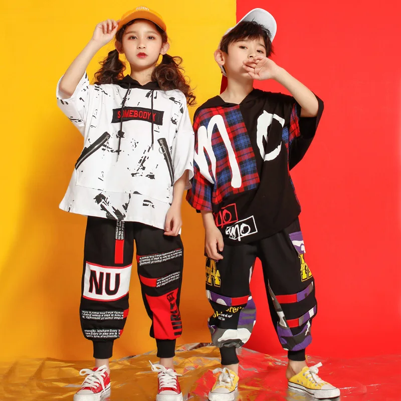 

Girl Boy Loose Shirt Pants Shorts Hip Hop Costume Clothing Outfits Dance Costumes for Kid Ballroom Dancing Streetwear