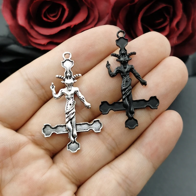 

5pcs Baphomet Goat Inverted Cross Pendants, Satan Charm, Satanic, Lucifer, Halloween Devil ,DIY Handcrafted Jewelry Accessories