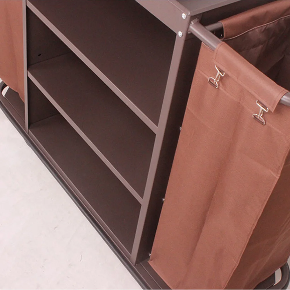 Hotel Trolley Stainless Steel Trolley Housekeeping Cart Hotel Room Service Car Multifunctional With Bag Spread