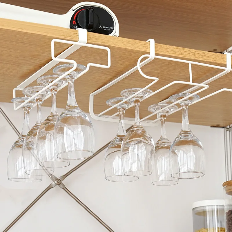 Wine Glass Holder Rack Stainless Steel Wine Rack Glasses Storage Hanging Holder Racks Under Cabinet Metal for Bar Kitchen wine glass holder rack