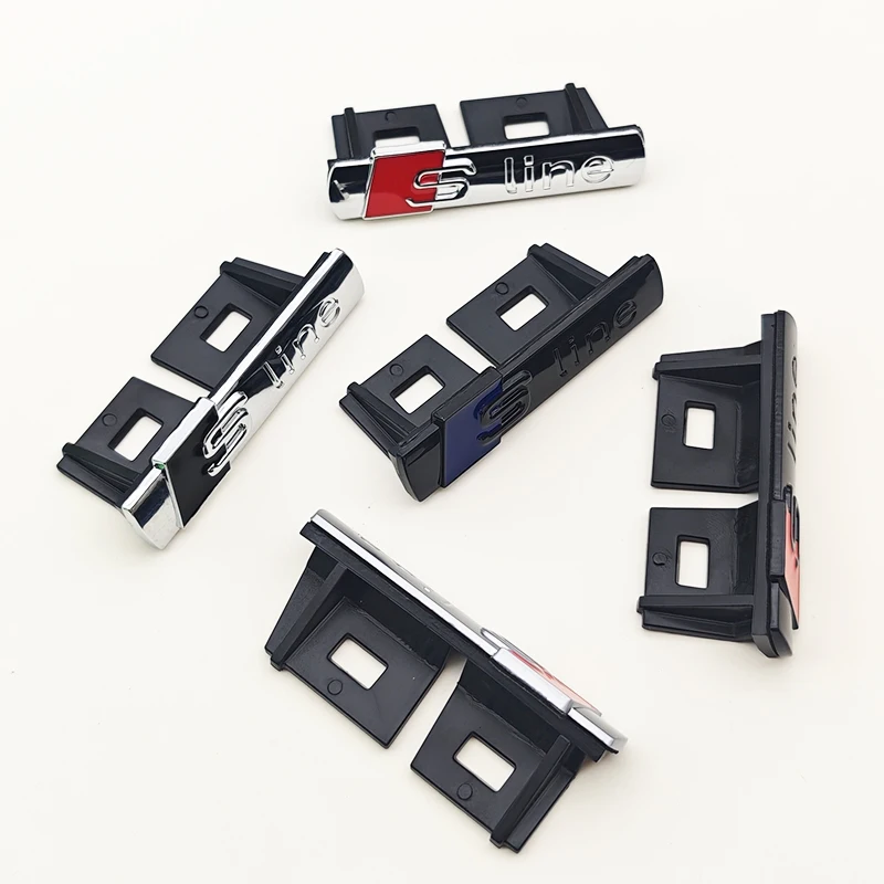 3D 금속 로고 Sline 엠블럼 자동차 펜더 사이드 스티커 전면 그릴 배지 아우디 A3 A4 A5 A6 A7 S3 S4 S5 S6 TT S 라인 액세서리
