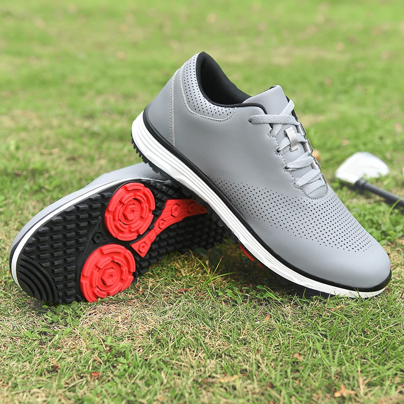 Homens Sapatos De Golfe Impermeável Couro Golfer Calçados Esportivos Knob Quick Lacing Golf Sneakers Mulheres Confortável Caminhada Golfe Calçado