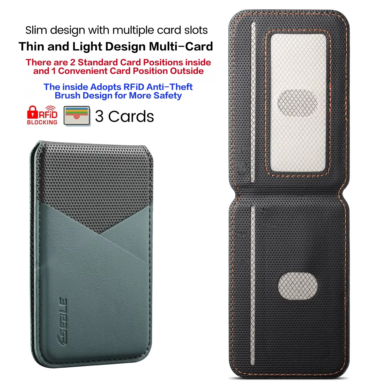 Leather Magnetic Card Holder with RFID Protection