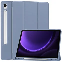 Enhanced Leather Trifold Stand Case with Pen Holder - 10.9 Inch Tablet Cover (2023) - S9 FE (10.9 inch) (Lavender gray)