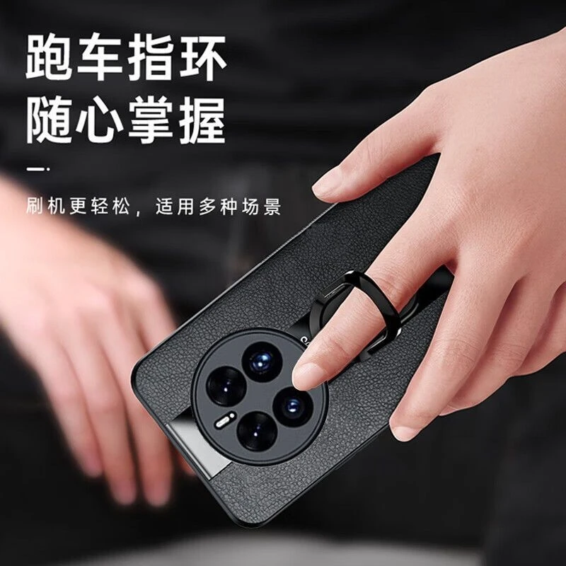 Luxury Magnetic Ring Phone Cover - Premium PU Leather Shockproof Bumper