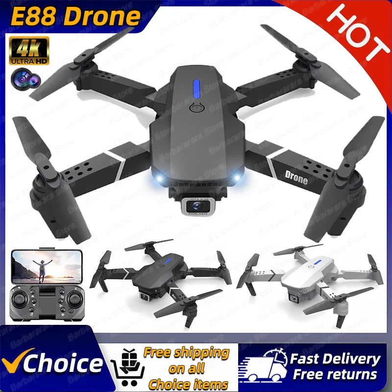 New E88 Pro RC Drone 4K Professinal With 1080P Dual HD Camera Wide Angle Foldable RC Helicopter WIFI FPV Height Hold Apron Sell