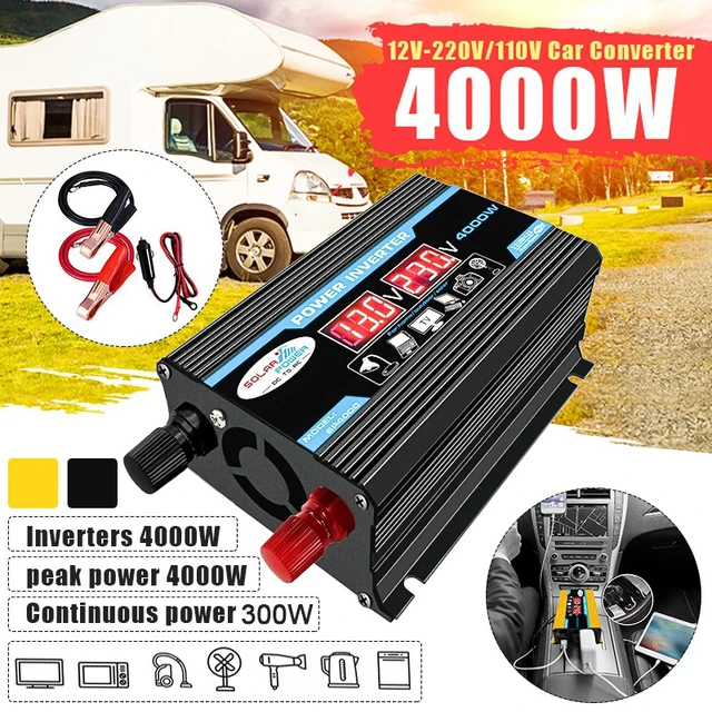 4000W 300W Car Inverter 12V DC To 110V/220V AC Power Converter LED