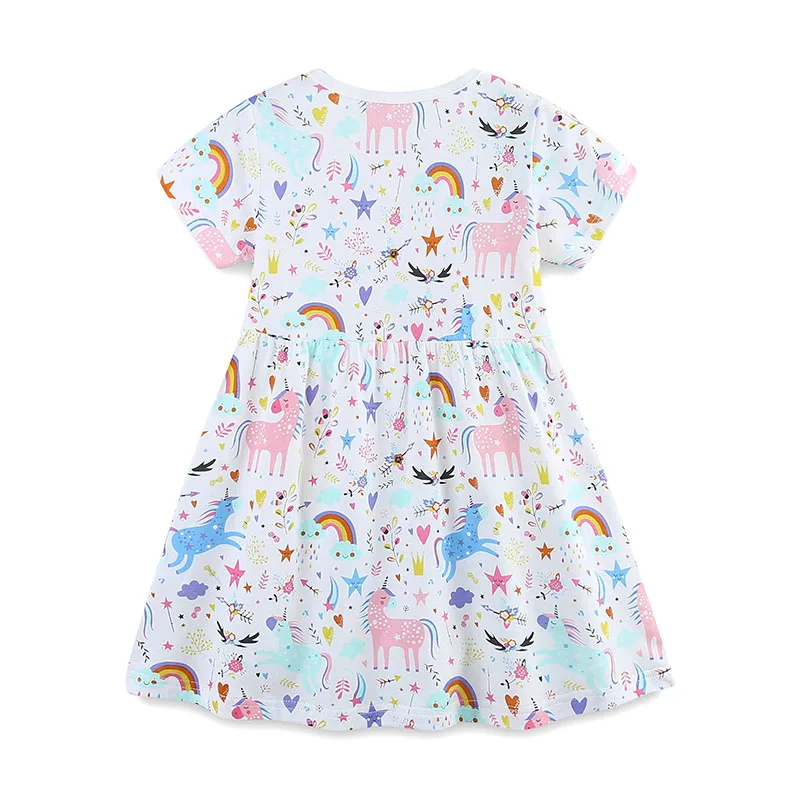 Children's Clothing Kids Clothes Baby Girls Summer 2025 New Dress Holiday Cartoon Unicorn Dresses Vestidos Cotton