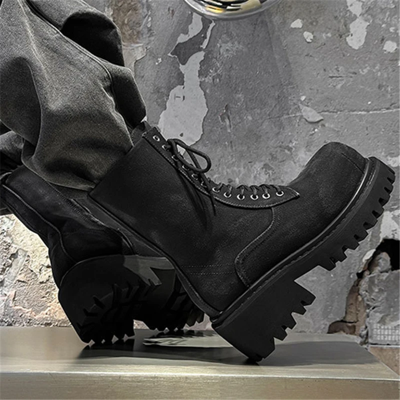 Luxury Designer Thick Sole Shoes Platform Chunky Heels Men Boots