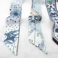 Summer New Luxurious Check Female Decoration Twill Long Ribbon Binding Bag Silk Ribbon Hair Belt Hot Selling Small Scarf 1