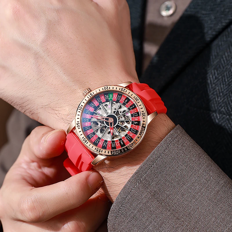 Mechanical Watch Men Automatic Luxury Gambling Rotating Plate Dial Waterproof Luminous
