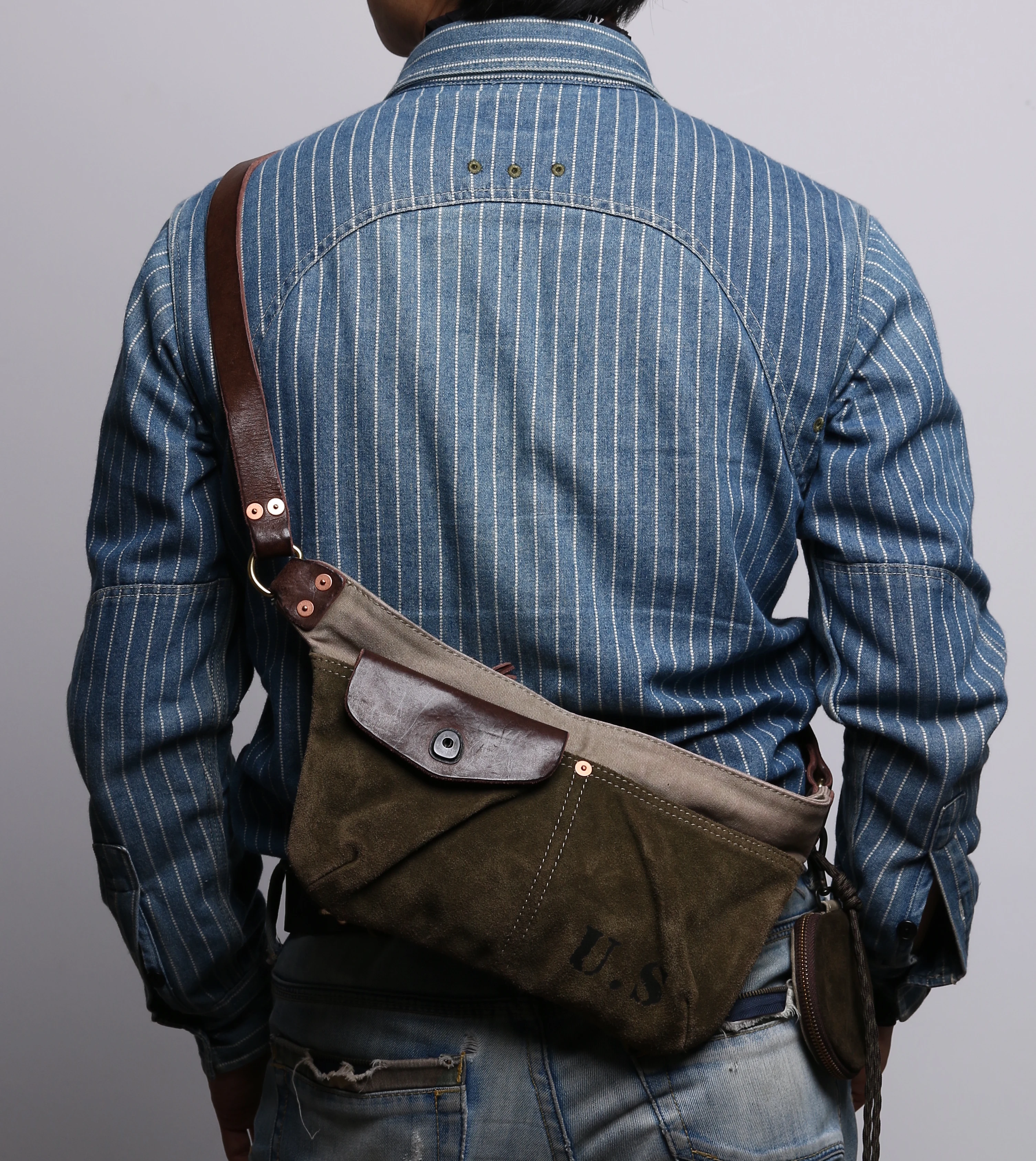 CDNB01 Size 30 X 18cm Super Quality Genuine Cowhide & 22oz Wax Canvas Water Proof YKK Zipper Vintage Duffle Bag 6