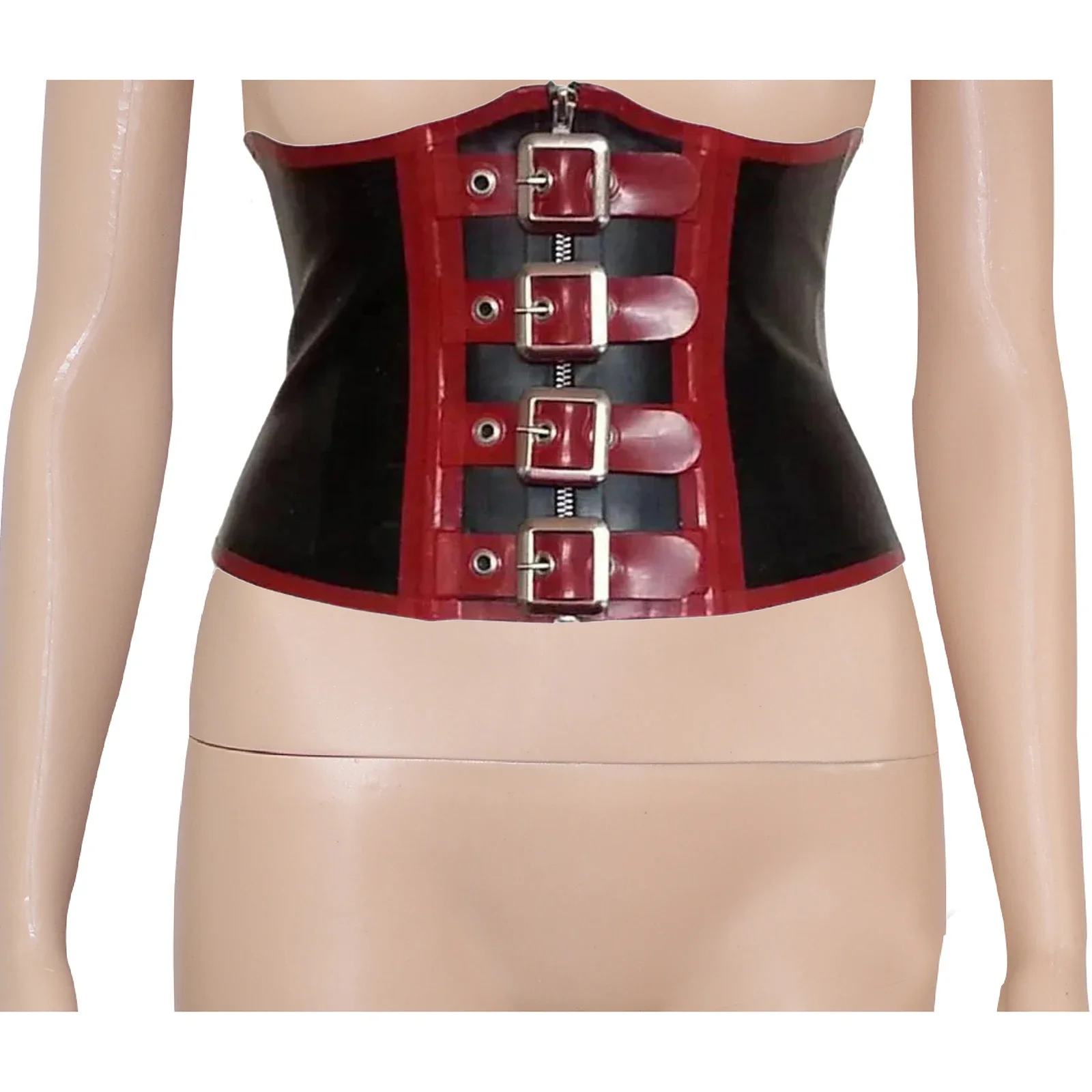 

Sexy Latex Corsets With Betls Zipper Front Lacing At Back Rubber Bustiers Top Cosplay