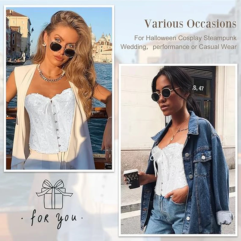 BurVogue Women Lace Up Sexy Floral Boned Corset Overbust Body Shaper BustierLingerie Bodyshaper Top Corsets Top - Image 4