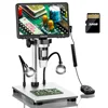 TOMLOV Digital USB Microscope DM9 1200X 1080P LCD Video Microscope for Adult Electronica Soldering PC View Coin Magnifier 1
