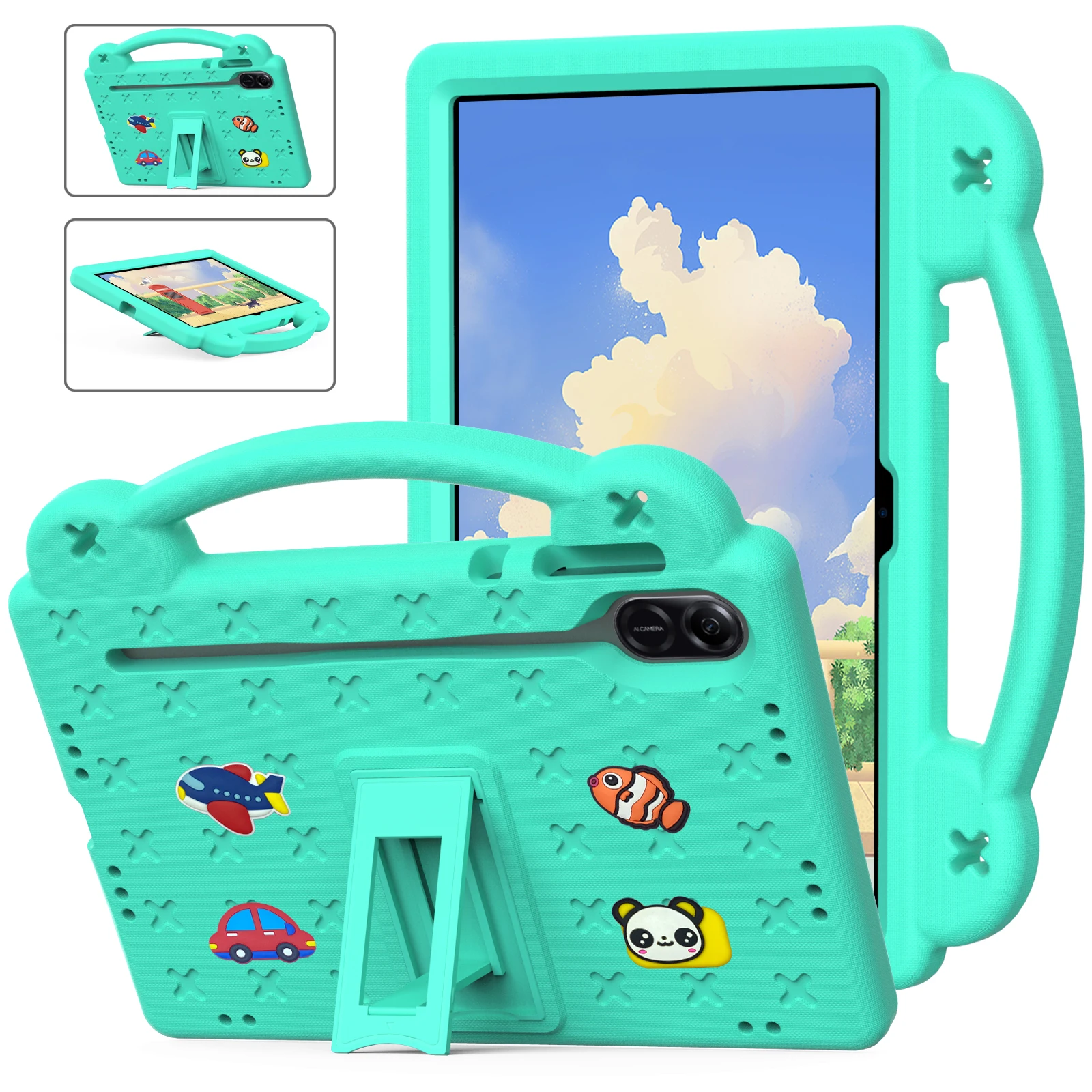 GMUJIAO Custodia Compatibile con Honor Pad X8 10.1 inch 10.1 inch,Custodia per Telefono in Pelle PU Ultrasottile con Funzione di Supporto con Tre Supporti Pieghevoli-Grandi Occhi