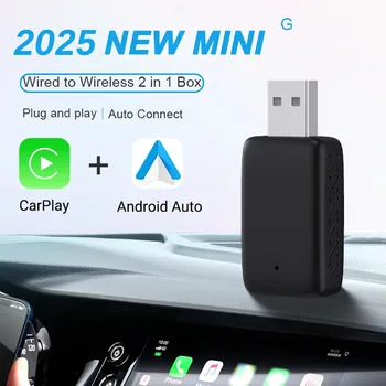 NEW Mini 2in1 Wireless Carplay Adapter And Android Auto Wireless Adapter Plug And Play Wired to Wireless For 99% OEM Cars 1