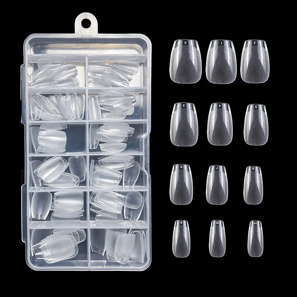 120 Pz Extra Short Coffin Gel X Nail Tips Xxs Coffin Soft Gel Copertura Completa Mezza Opaca Stampa Su Unghie Finte Per Impregnare Le Estensioni