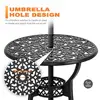 Outdoor Aluminum Bistro Set 3 Piece with Umbrella Hole Table & Chairs Set Patio Powder-Coated Frame Non-Slip Foot Pads Ergonomic 3