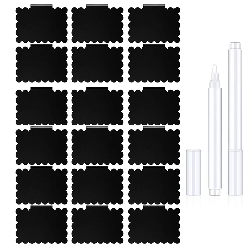 20 Pieces Basket Labels Clip Set, Include 18 Pieces Kitchen Clip Label Holder With 2Pcs Chalk Marker (Black Label Clip)